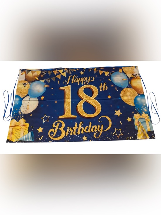 Unbranded Other - Happy 18th Birthday Blue & Gold Banner for Birthday Decor and Backdrop X-Large